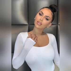 Fashion Nova Anything But Square Long Sleeve Bodysuit - Ivory